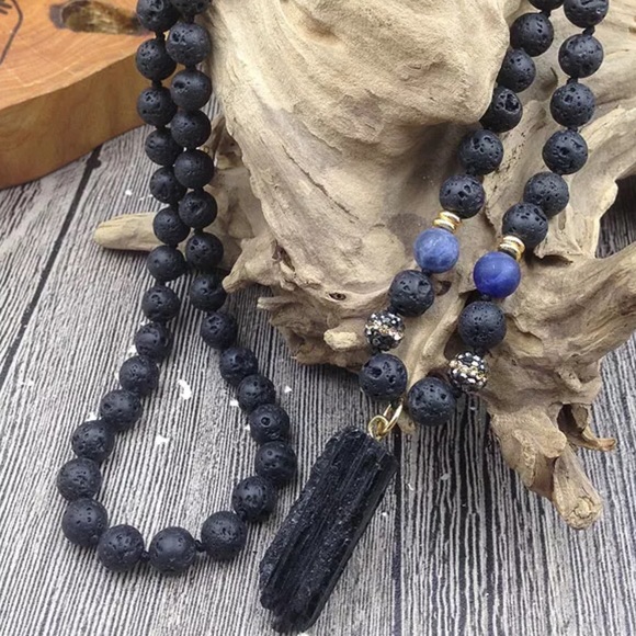 Black tourmaline mala necklace - Picture 2 of 3